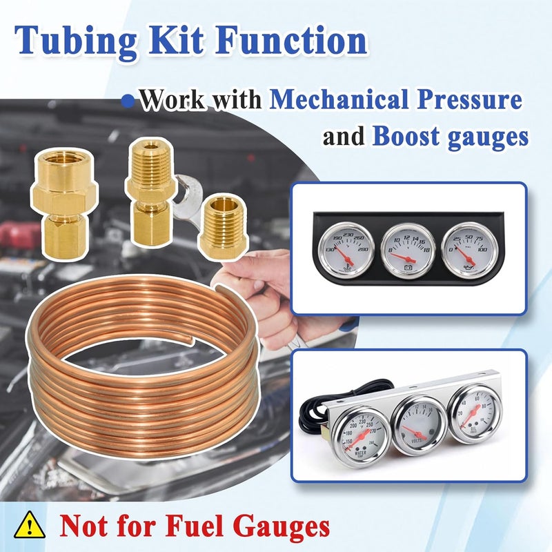 Ebrmeiwo 2 Sets 72'' Oil Pressure Gauge Tubing Kit, Set of Copper Tube and Threaded Parts, Universal Fit - Image 3